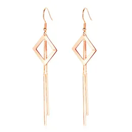 Knot VAE21 100% 925 Sterling Silver Trendy Geometry Female Long Tassel Drop Earrings Promotion Jewelry Women Birthday Gift