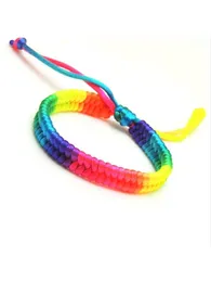Bangle 100st Pulsera Pulsera Gay Pride Woven Rainbow Armband Hot Rainbow Color Jewelry Lesbian Armband Män Kvinnor krage
