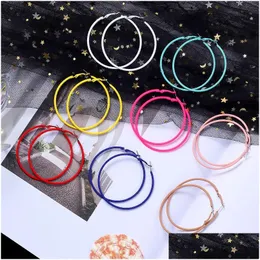 Hoop Huggie 5Cm/6Cm/7Cm Fashion Candy Color Earrings For Women Temperament Stainless Steel Needle Girls Party Wedding Jewelry Drop Dhlnr