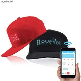 Ball Caps Hot Sales Luminous LED Wyświetlacz wieloboczny Bezprzewodowy Bluetooth LED Baseball Cap Hat Dropshipping J230520