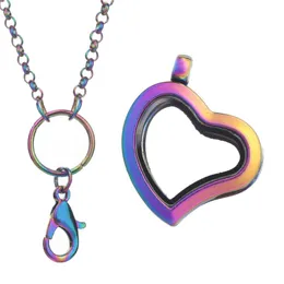 Pendant Necklaces 10pcs/lot Heart Sharp Magnetic Memory Living Plain Locket Floating Charms Necklace Women Jewelry Free 60cm Chain