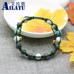 Bracelets Ailatu New Mix Stones Couples Braided Bracelet with 8mm Natural Energy Stone Bracelets