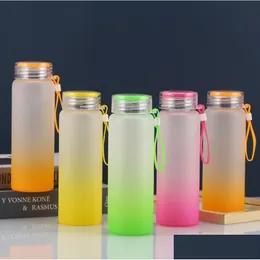 Tumbler süblimasyon su şişesi 500ml buzlu cam şişeler gradyan boş bardak içecek eşya bardağı bırakma evi bahçe mutfak dhbp0