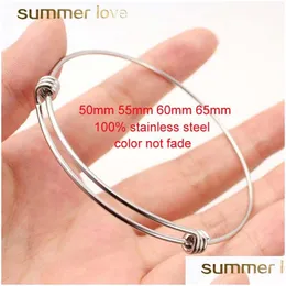 Bangle High Quality Stainless Steel Sier Expandable Bracelet Bangles 5065Mm Adjustable Size Wire For Diy Jewelry Making Drop Deliver Dht63