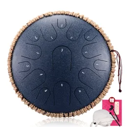 15 ANMÄRKNINGAR 14 tum D Key Ethereal Drum Tambor Steel Tongue Drum Handpan Percussion Instrument med trumpinnar som är lämpliga för meditation Yoga