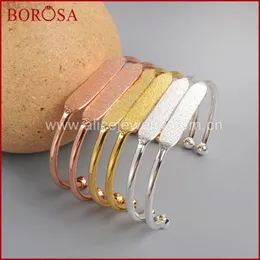 Armbanden BOROSA 10 stks Groothandel Goud Kleur Messing Blank Bangle Instellingen Gouden Platte Manchet Armband Bangle Maken PJ026G