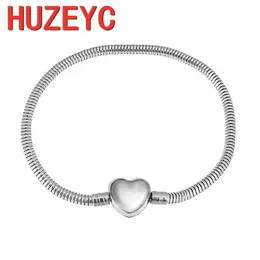 Bracelets 5pcs/Lot Stainless Steel Gold Snake Bone Chain Bracelet DIY Jewelry Heart 3D Clasp Clip Quadrata Pando Charm Beacelets Handmake