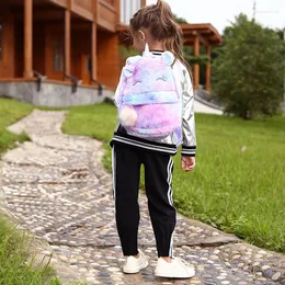 أكياس مدرسية 2023 EST Fanny Plush Plush Bookbag Trendy Trendy Cute Animal Backpack Condoun Contain With Random Hairball for Kids Kids