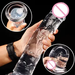 Adult Toys Big Crystal Jelly Realistic Clear Dildo Suction Cup Huge Transparent Penis Dick Anal Product Sex Toys For Woman Lesbian Adult 230519