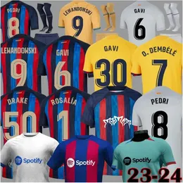 23 24 Pedri Lewandowski Barcelonas Soccer Jerseys Gavi＃6 Ansu Fati de Futbol Ferran 2023 2024 Camiseta Raphinha Football Shat