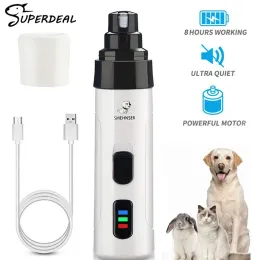 Molinillos de uñas para perros con carga USB, cortaúñas recargables para mascotas, herramientas silenciosas para cortar uñas con patas de gatos y perros