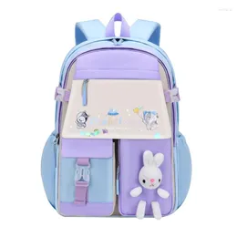 Skolväskor Cartoon Multi Pocket Nylon Ryggsäck Travel Anti-stöld Rucksäck Söt Casual Daypack Primärväska för flickor Student