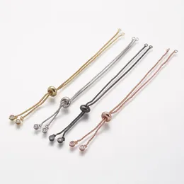 Bangle 20Pcs Brass Adjustable Bracelet Chain With Rhinestone LongLasting Plated Slider Bracelets for Jewelry Making