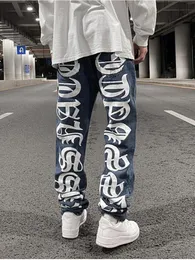 Jeans da uomo UNCLEDONJM Denim invecchiato Uomo High Street Hip Hop Boyfriend Pantaloni larghi firmati Goth