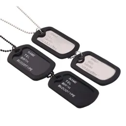 Pendanthalsband Fashion Military Army Style Black Four-Row Letter Double-Row Dog Tags Chain Mens Necklace Men Link 368884 Pendant