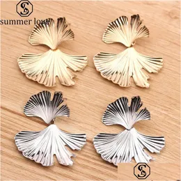 Ciondola il lampadario New Vintage Gold Ginkgo Leaves Grandi orecchini pendenti per le donne Orecchini in lega punk Brincos Statement Jewelry Gift Deli Dhrf0