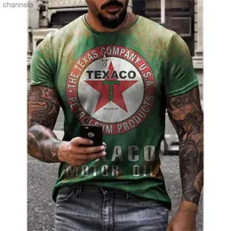 Męskie koszulki Cloocl Men T-shirty 3D graficzny Texaco Motor Oil pullover mody mody swobodny bluzy bluzy męskie T-shirt HARAJUU
