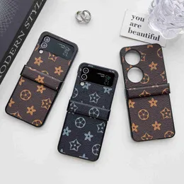 Luxury designer phone case Old Flower for Samsung Galaxy zflip 3 4 Phone Case Huawei P50Pocket Leather Protective Case