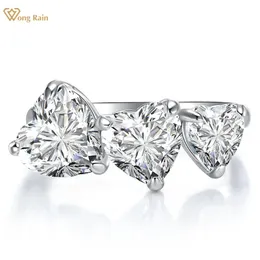 Anneaux Wong Rain 100% 925 Sterling Silver Heart Cut Créé Moissanite Gemstone Mariage Fiançailles Femmes Bague Fine Bijoux En Gros