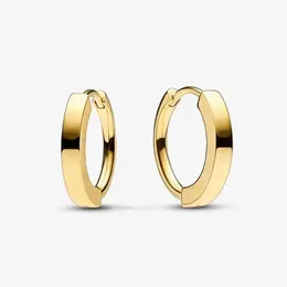 توقيع Golden I-D Hoop أقراط لـ Pandora Real Sterling Silver Party Jewelry Designer مجموعة للنساء Mens 18K Gold Circle Carring مع الصندوق الأصلي
