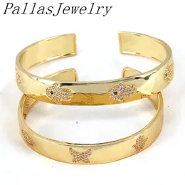 Bracciale rigido 5 pezzi braccialetti aperti con polsino per occhio a mano in oro per donna braccialetto rigido punk regali di gioielli di lusso con zirconi cubici