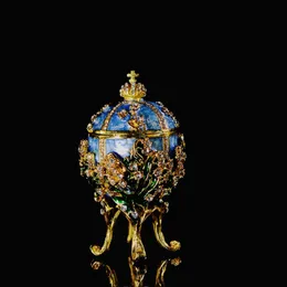 Visa Qifu Metal Handicraft Small Faberge Egg Jewelry Box Home Decor