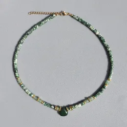 Naszyjniki 2022 Nowy przylot zielony kamień naturalny Naszyjnik ręcznie robiony vintage urok wodny krople pendientes indyjska biżuteria Praia wakacyjna kołnierz wakacyjny
