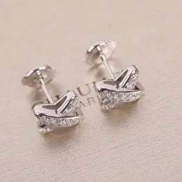 Clip Designer Luksusowe kolczyki Cross Connection X Ear Biżuteria Moda Klasyka dla kobiet Shell Diamond Kolczyki Studek Walentynowe Walentynki Prezent 5a bez pudełka