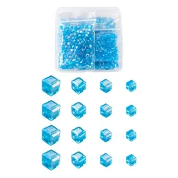 Crystal pandahall 672pcs/Box Crystal Glass Beads Loose Spacer Beads Cube AB Color Plated for Jewelry Making DIY Bracelet Craft Finding