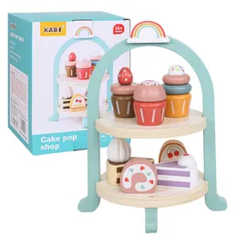 Kitchen Zagraj w Food Court Style drewniany zestaw herbaty małe dziewczynki Udawaj grę żywność kuchenną sklep z ciastem