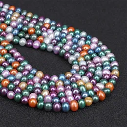 Crystal Mixed Color Natural Pearl Beads 78mm Near Round Freshwater Pearl Loose Beads For Jewelry Making DIY Bracelet Necklace 14"