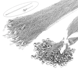 Necklaces 100pcs/lot Bulk Wholesale 304 Stainless Steel Cable Link Rolo Chain Necklace for DIY Jewelry Making Silver Gold 4550cm Women C