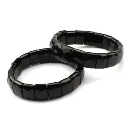 Bangle Natural Black Tourmaline Stone Pärlor Armband Energigen DIY smycken Bangle For Woman for Man Wholesale