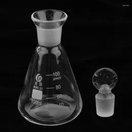 2Pcs Laboratory Borosilicate Glass Narrow Neck Erlenmeyer Conical Flasks With Ground-in Stoppers 50ml/100ml/150ml/250ml