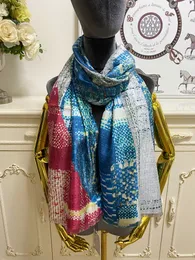 Women's long scarf scarves shawl 100% twill silk material pint pattern big size 190cm - 110cm