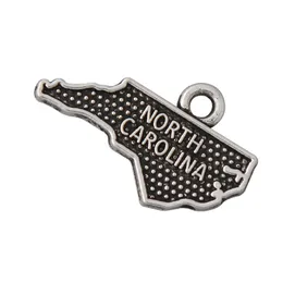 Charms RAINXTAR Moda Vintage Lega Stato americano Mappa Charms North Carolina Fascino Accessori gioielli 14 * 23mm 50 pezzi AAC028