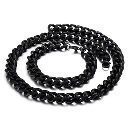 Orecchini Collana Regali da uomo Nero 1M Largo 24 9 Set di gioielli in acciaio inossidabile Bracciale con catena a cordolo cubano liscio Orecchini Drop D Dhgarden Dh5Th