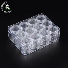 Scatole 12 pz/set Rettangolo Trasparente Contenitori di Stoccaggio Perline di Plastica Piccola Scatola Rotonda Barattoli Make Up Scatole Organizzatore Accessorio di Gioielli