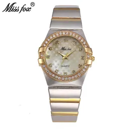 Women s relógios Miss Luxury Gold Diamond Quartz Watch Woman Star Star Stainless Aço impermeável Relogio Feminino V280 230519