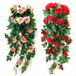 Fiori decorativi FZYPJ Fiore artificiale Rattan Pianta finta Vite Decorazione Appesa a parete Rose Accessori per decorazioni per la casa Ghirlanda nuziale