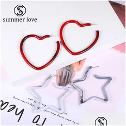 Dangle Chandelier Arrival Acrylic Geometric Love Star Circle Hoop Earring For Women C Shape Prevent Allergy Fashion Jewelry Gift D Dh1Kx