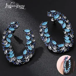 Huggie New Vintage Big Round Multicolor Hoops For Women Balck Gun CZ Cyrronia Party Hoop Enings Jewelry Gift Akcesoria