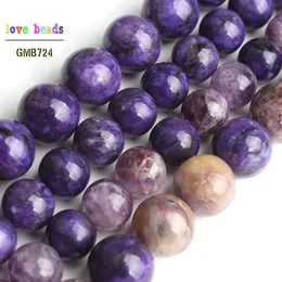 Kristal 8/10mm Doğa Charoite Boncuklar Gevşek Aralayıcı Boncuklar Mücevher Yapımı Diy Bilezik 15 inçler Strand Taş Boncuklar