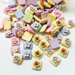 Components 500pieces 17mm diy acrylic candy flower square sticker beads. decorate home scrapbook for woman kids hairpin jewelry accessories