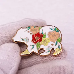 Multicolor Red Green Flower Metal Metal Buckle Nature Landscape Bear Broche Broruoch