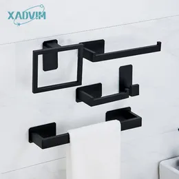 Banyo Aksesuar Seti Sondaj Yok 304 Paslanmaz Çelik Havlu Çubuk Yüzük Kağıt Tutucu Kazan Hook Siyah Altın Gümüş Banyo Donanım Aksesuarları Setleri 230520