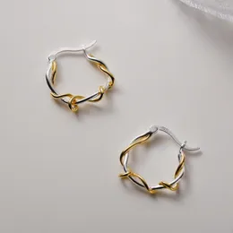 Женские серьги-кольца Huggie Silvology из настоящего стерлингового серебра 925 пробы, двухцветные нерегулярные круглые серьги 2022, минималистичные украшения