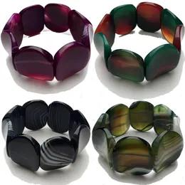 Pulseiras multicoloridas, formato côncavo e convexo, ágata botsuana/sardônia, contas de pedra, pulseira de pedra natural, joias