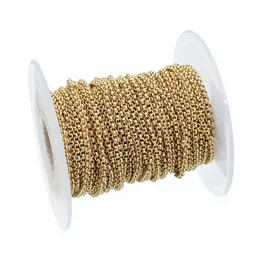 Components LOULEUR 10 Yard/Roll Width 2mm Gold Color O Open Link Chain Stainless Steel Necklace Chains Bulk For Bracelet Jewelry Making