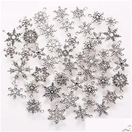 Pendant Necklaces Wholesale 100G/Bag Retro Christmas Tree Snowflake Deer Snowman Necklace Bracelet Earrings Diy Jewelry Accessories Dhlzm